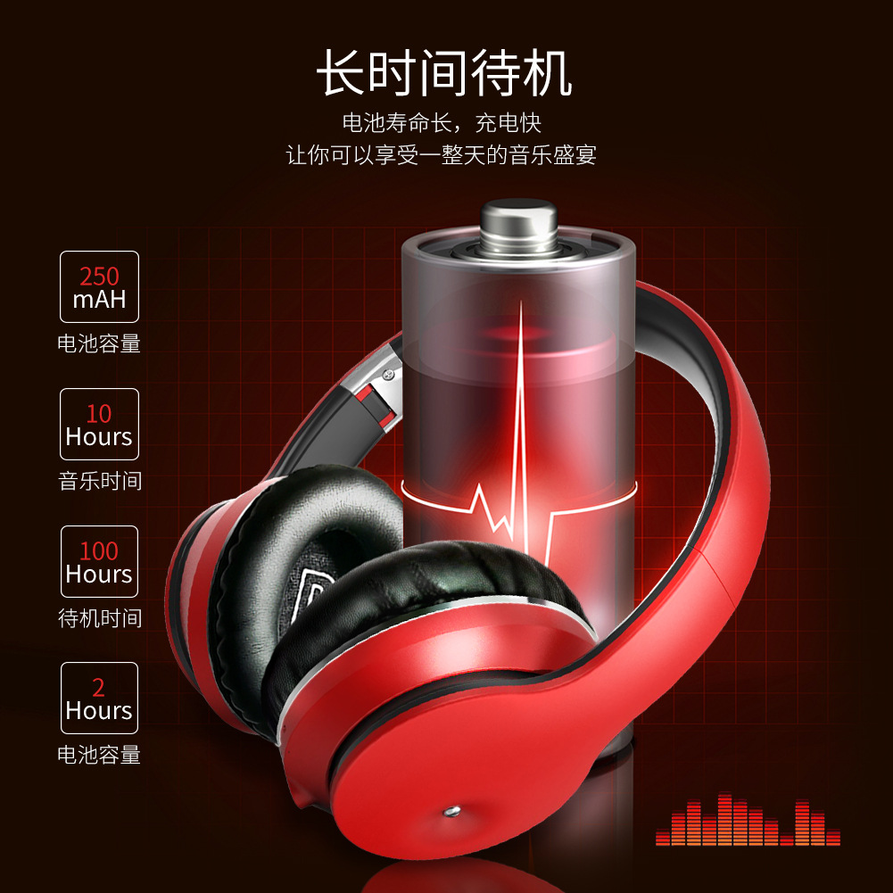 LULE头戴式无线蓝牙耳机可伸缩折叠手机电脑通用运动耳麦一件代发