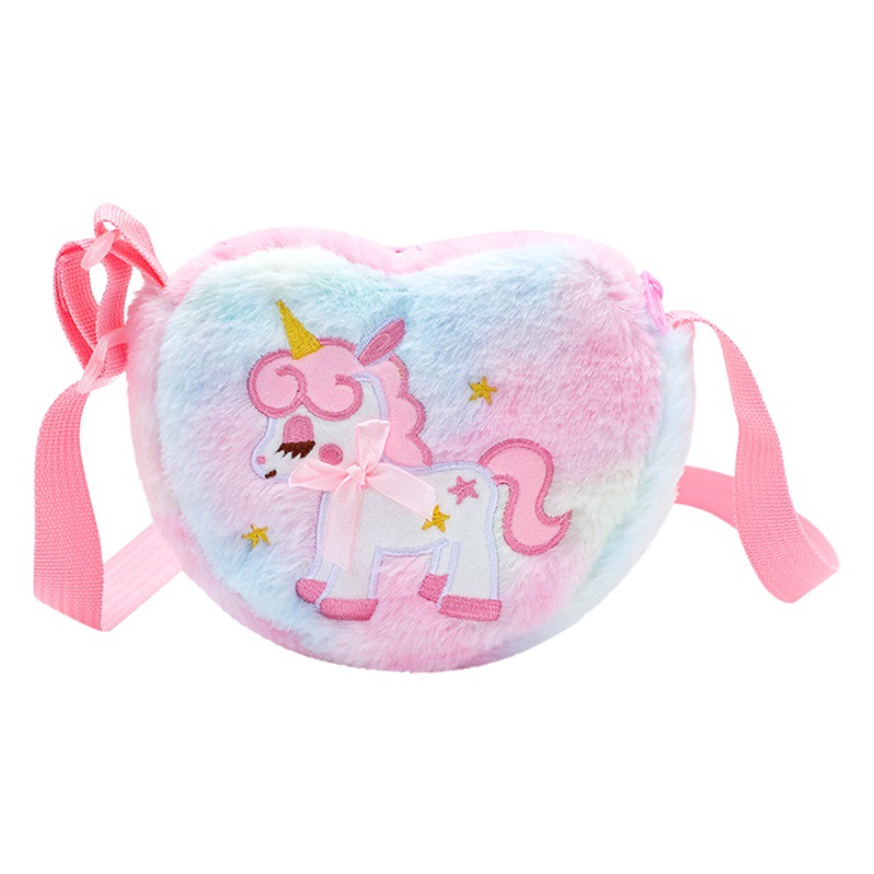 Crossbody Bag Girl's Kindergarten Small Backpack Gift Cartoon Unicorn Plush Shoulder Bag Children's Cute Love