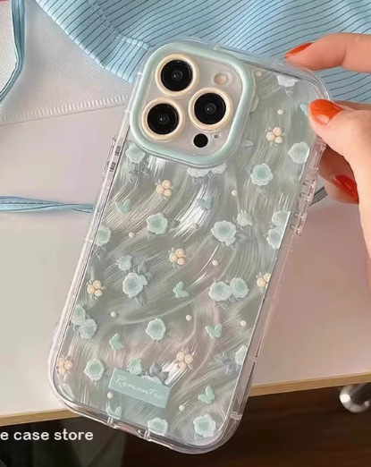 Gentle viento ins hilo de plumas azul floral para iPhone14 funda para teléfono móvil 15ProMax Apple 12/13 femenino 14PM