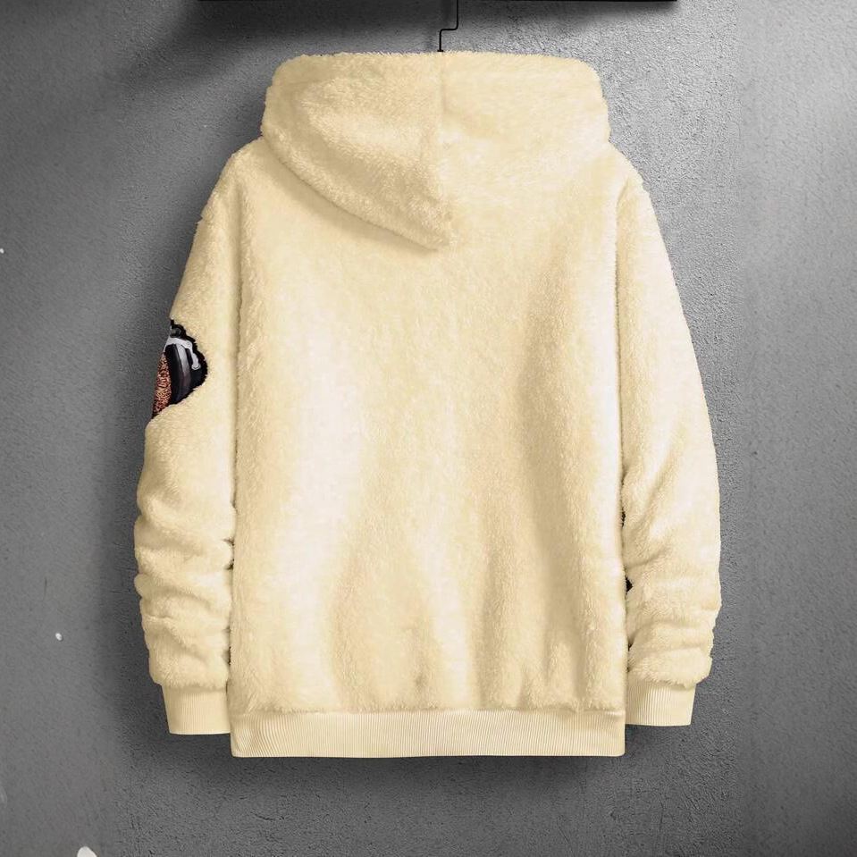 Men's Clothing Hooded Sweatshirt Bear Printed Furry Fashion Brand Jacket_voghion.com