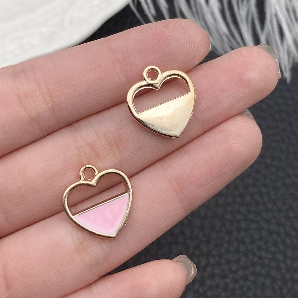 Un melocotón hueco con aceite de gota rosa ama la forma del corazón 15x16mm - 17512 - 1G