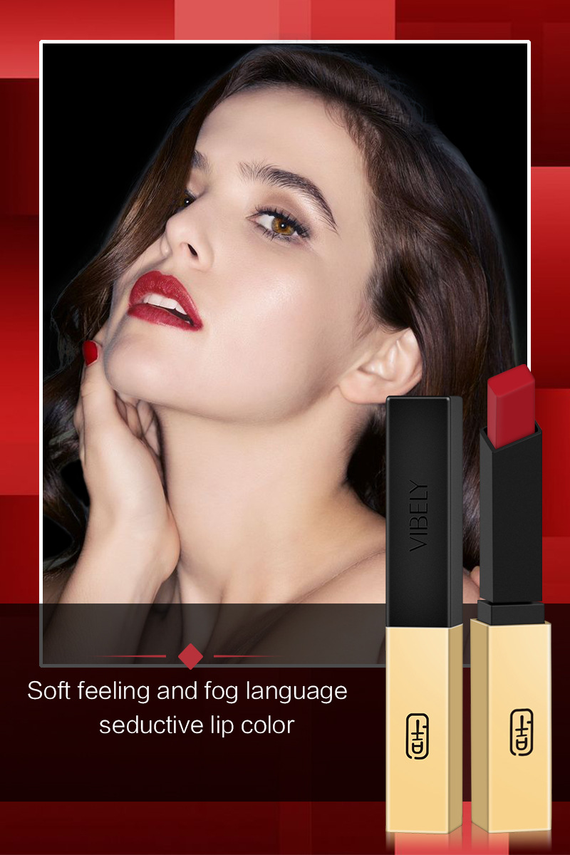VIBELY European and American small gold bar non-stick cup matte Lipstick 16-color gold tube nude lipstick export wholesale beauty products undefined