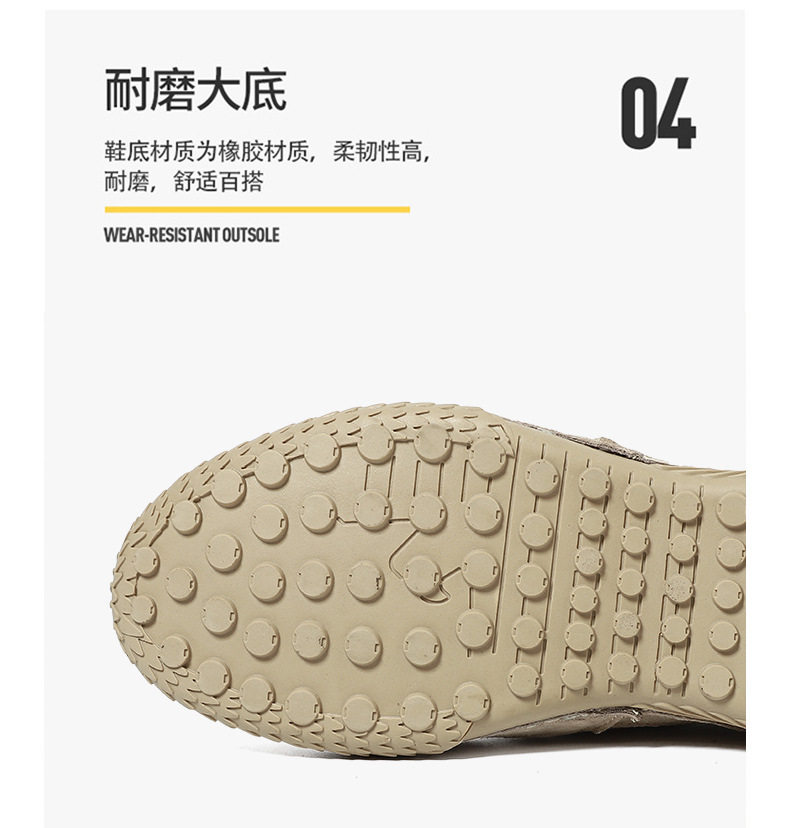 Giày nam cổ thấp kiểu Martin da thật size lớn, đế bằng, dây thun — D2085 màu kaki, D2085 màu xám chi tiết 8