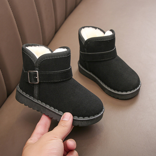 Children's Snow Boots for Boys and Girls, Winter Warmth, Fleece-lined and Thick-soled Short Boots with Soft Soles, Suitable for Middle-aged and Older Children