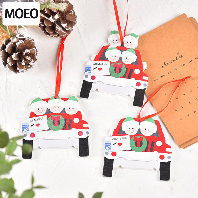 Christmas tree ornament gift decoration Christmas wooden small hanging decoration creative cute family DIY car ornament