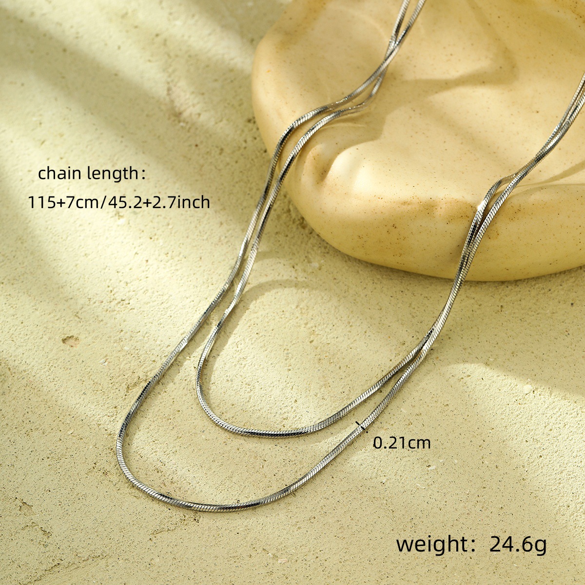 PVD Coated Real Gold Plated Water Droplets Solid Color 304 Stainless Steel Casual Simple Style Waterproof Non Tarnish Double Layer Necklaces Pendant Necklace display picture 5