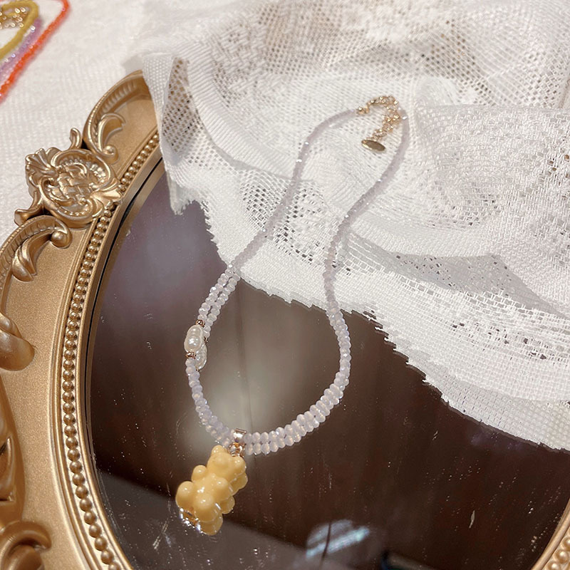 18g Weight Beaded Pendant Material Pendant Necklace Classification Beaded Chain Material 1 Piece Quantity Holiday, Daily Occasion Beaded Material Bear Pattern Women's Gender Cute, Sweet Style Cute Sweet Bear Beaded Wholesale Pendant Necklace 10