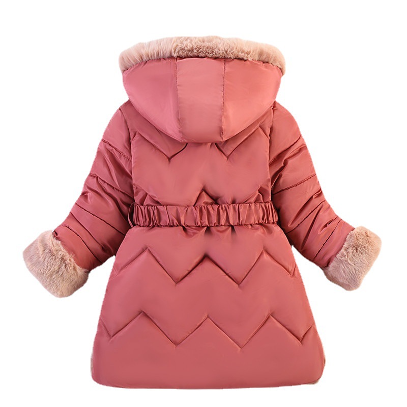 Kinderkleding, winterjas voor meisjes, ins fashion, halflange tot lange jas met capuchon en zachte isolatie, kinderkleding_voghion.com