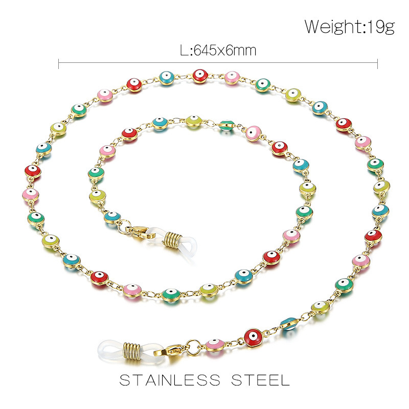 19g Weight Glasses Chain Classification 304 Stainless Steel Material Adults Gender European And American Fashion Stainless Steel Color Chain Lanyard Devil Eye Glasses Chain Wholesale 无