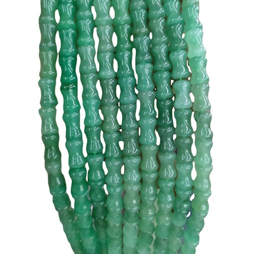 8mm x 12mm Bamboo-Style Loose Beads, Natural Green Dongling Agate, Bamboo Design DIY Jewelry Accessories—Perfect for Bracelets & Necklaces, Featuring Jade-Like Gemstone Beads