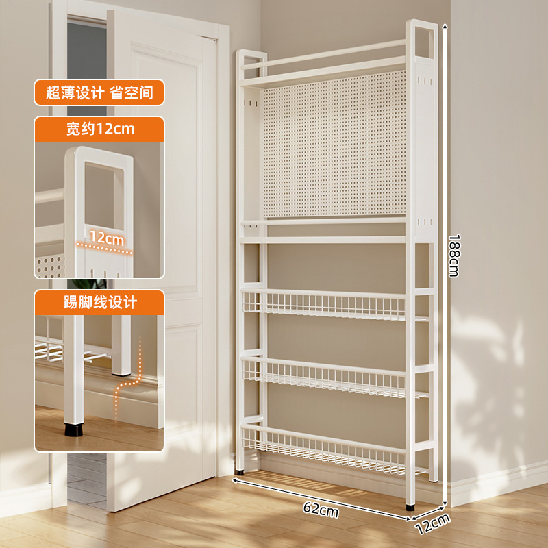 Tablero de agujero trasero de la puerta de la cocina Estante ultrafino de condimentos Estante de disposición de utensilios de cocina contra la pared