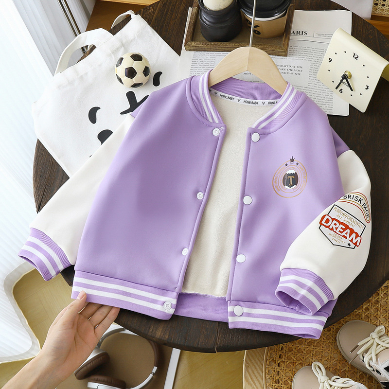 秋冬款儿童加绒外套男童帅气棒球服女童洋气开衫宝宝百搭夹克童装|undefined