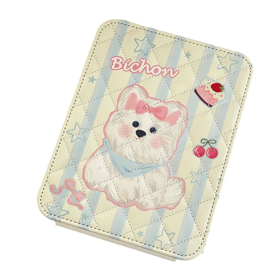 Espejo de maquillaje plegable de escritorio, tocador, tapa abatible, espejo pequeño de alta definición, espejo de maquillaje lindo portátil para mujer