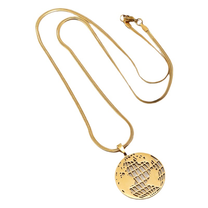 Cruz-frontera personalizada joyería hueco de acero inoxidable Lobo Palma Tierra tarjeta de juego colgante de acero de titanio collar suéter cadena