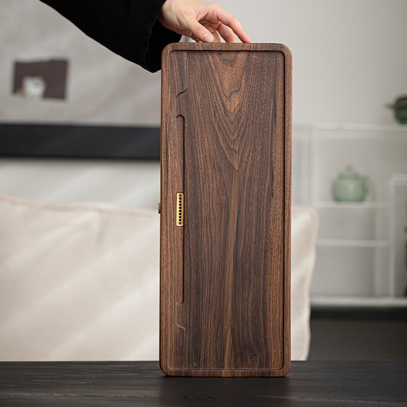 Toda la mesa de té de madera maciza de nogal negro norteamericano bandeja de té de drenaje japonés hogar Luz de lujo té de alta gama mar simple