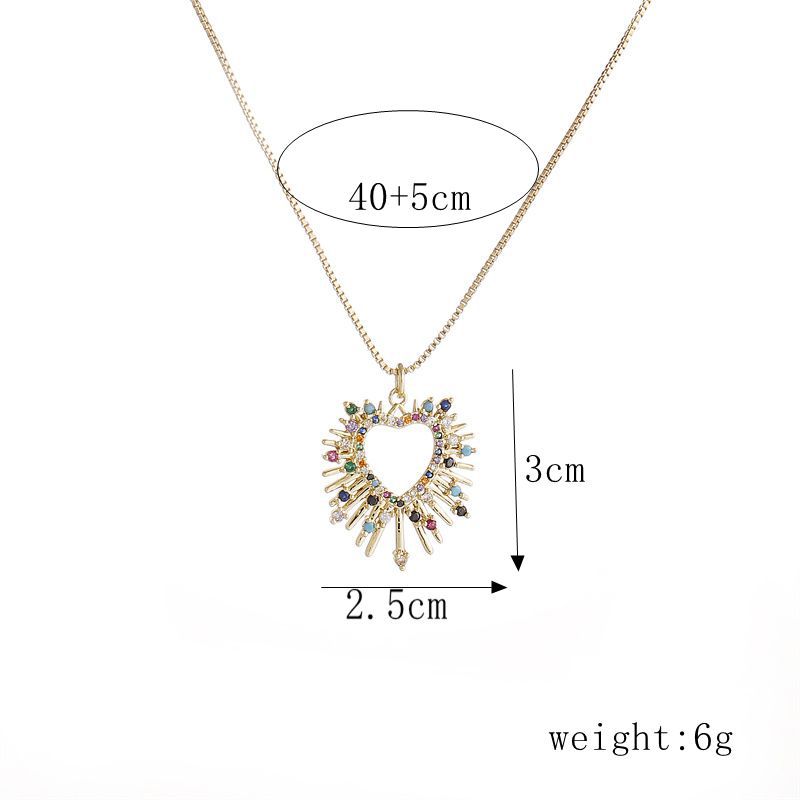 fashion simple hollow heart-shaped necklace copper necklace