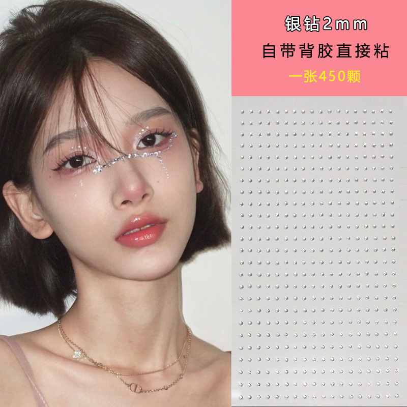 Maquillaje de mujer Pegatinas de diamante lágrima de cara Flash de etapa sin pegamento de diamante Decoración de maquillaje de Ojos de diamante Maquillaje cara pegatinas de diamantes de imitación Súper Hada