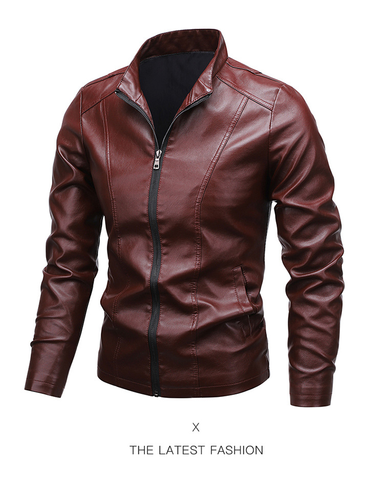 Neue lässige, lockere, dünne Motorrad-Lederjacke für Herren_voghion.com