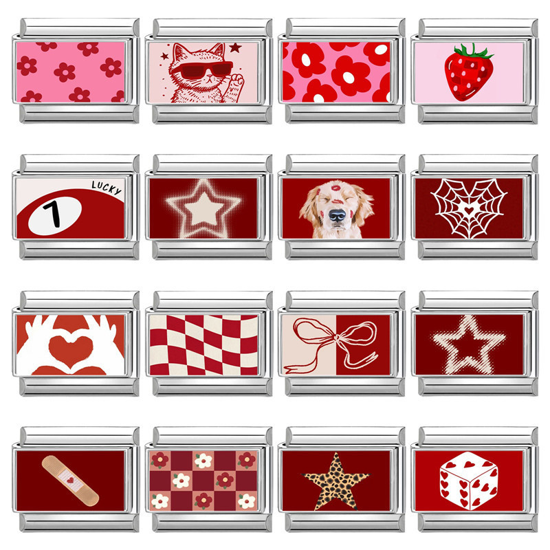 Stainless Steel Red Series Element DIY Multifunctional Creative Simple Italian Splicable Module Bracelet