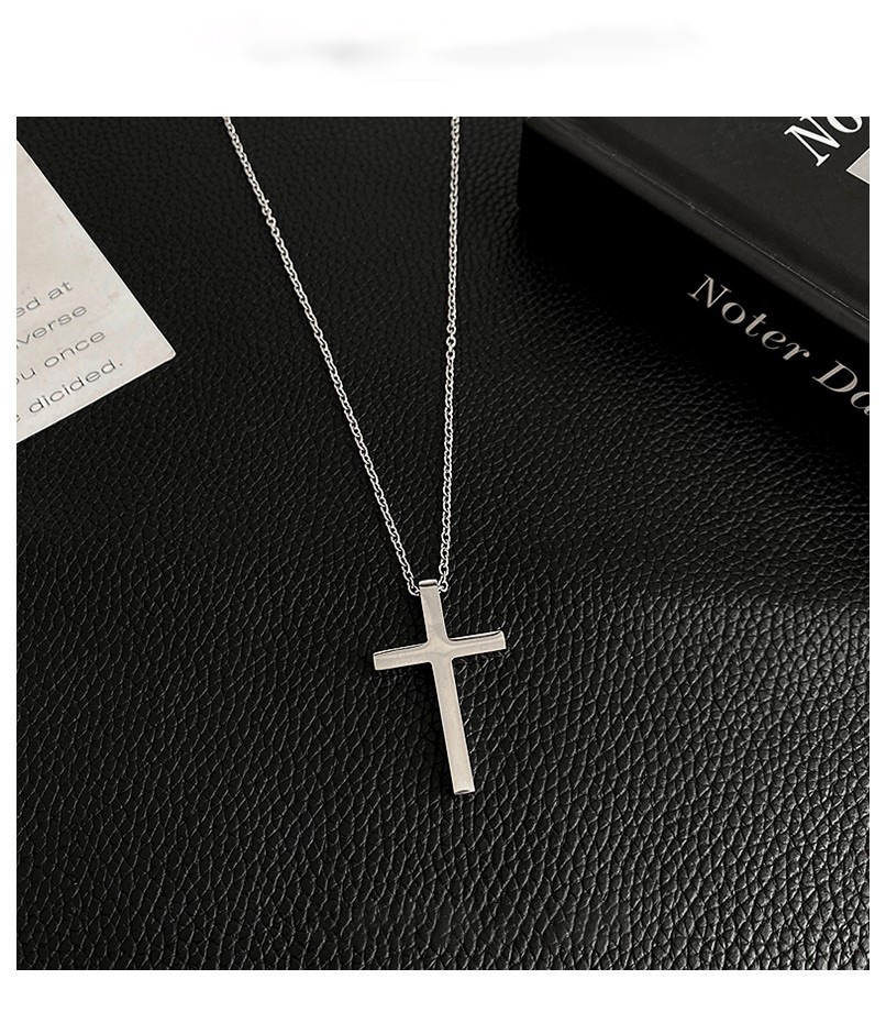 1 Piece Quantity Street Occasion Titanium Steel Material Cross Pattern Simple Style Cross Titanium Steel Polishing Men's Pendant Necklace