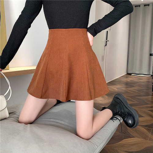 Umbrella skirt, corduroy skirt, women's new autumn and winter style, high-waisted a-line, short skirt, with sweater