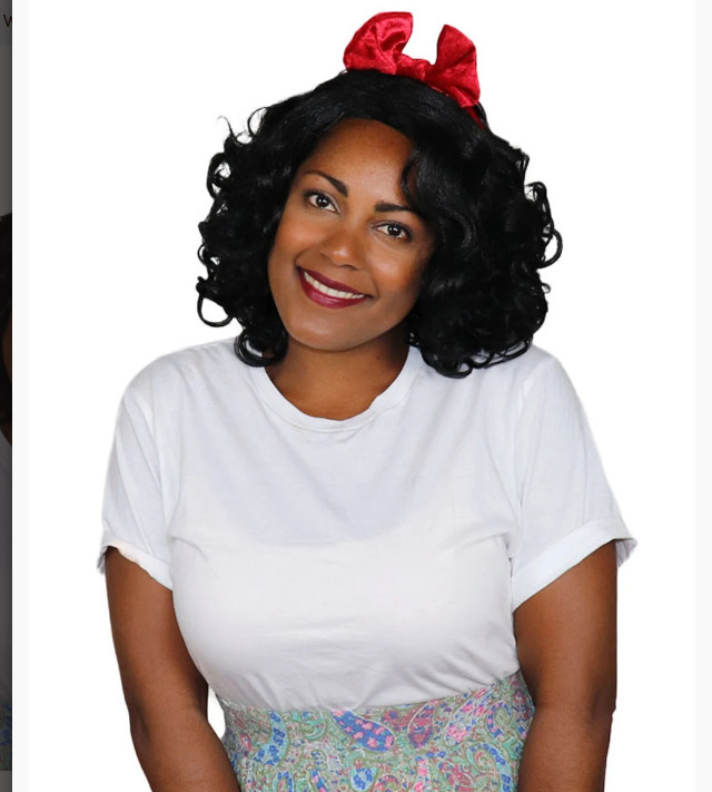 NEWLOOK pelucas de princesa femenina con arco rojo pelucas de película de televisión negra transpirable