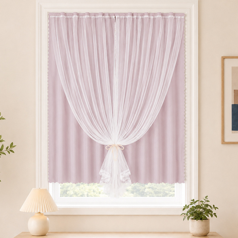 Cerradura especial sin agujeros cortina de velcro ventana flotante cortina autoadhesiva de alquiler cortina simple
