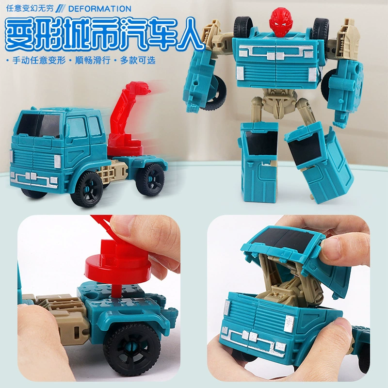 Transformer construction toy, convertible car to robot with minifigure, multiple colors, wholesale