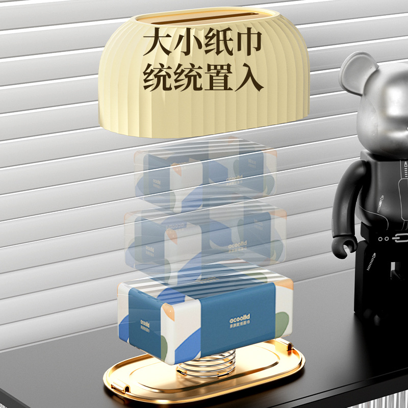 Caja de pañuelos extraíble para el hogar de alta apariencia con luz de almacenamiento estilo de lujo sala de estar escritorio avanzada caja de pañuelos de primavera