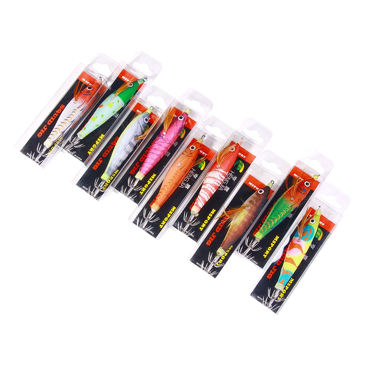 Envío gratuito para una pieza de camarón de madera horizontal con cuentas de anillo luminoso calamar gancho de explosión contrapeso plomo pesca calamar gancho falso cebo