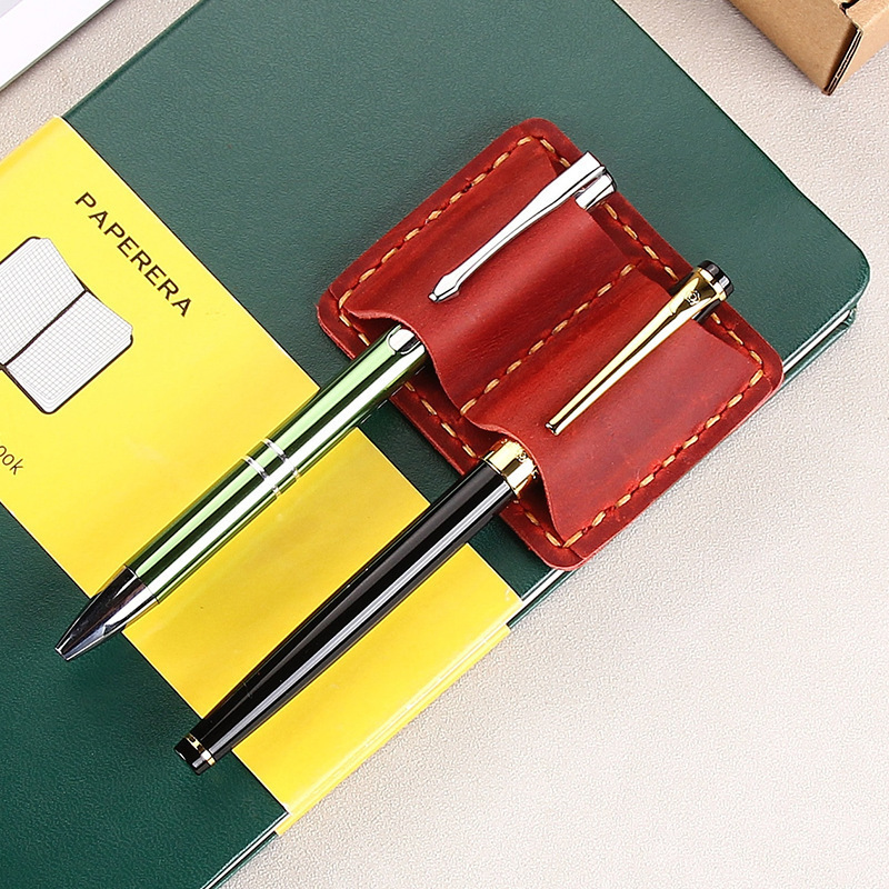 Retro Style New Student Class Anti-Falling Pen Clip Diary Pen Accessories Meeting A5 Notebook Leather Pen Clip