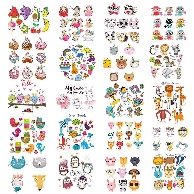 卡通A级过粉柯式烫画服装装饰贴可爱动物热转印烫画贴跨境专供