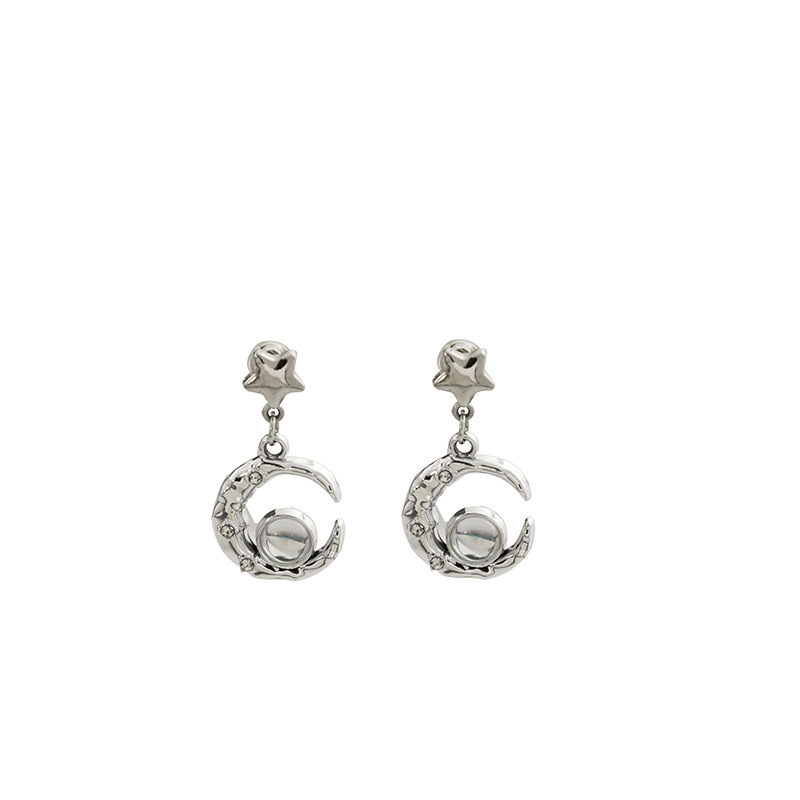Star, Moon Pattern Women'S Gender Plating, Inlay Design 1 Pair Casual Classic Style Star Moon Plating Inlay Alloy Moonstone Drop Earrings
