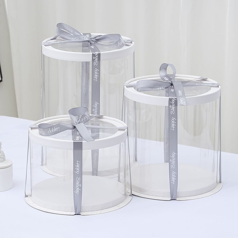 Caja de pastel transparente redonda 4 pulgadas 6 pulgadas 8 pulgadas 10 pulgadas 12 pulgadas caja de embalaje de pastel de cumpleaños especial de doble capa