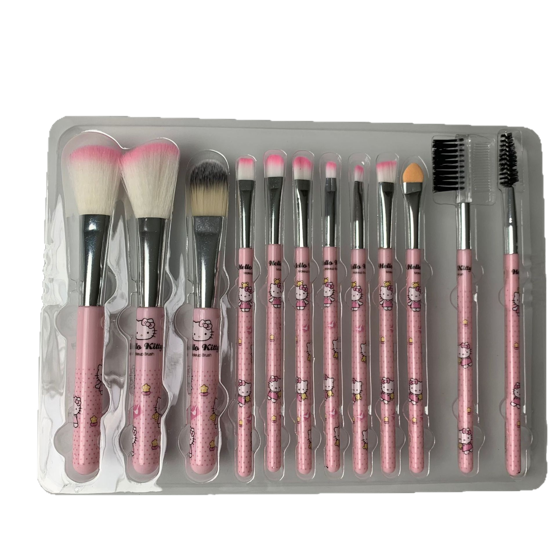 KT gato dibujos animados set cepillo de maquillaje 12 piezas conjunto completo de cepillo de blush cepillo de base herramientas de maquillaje