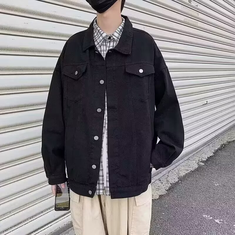 New denim jacket, spring Hong Kong style loose and versatile top, trendy casual workwear jacket_voghion.com