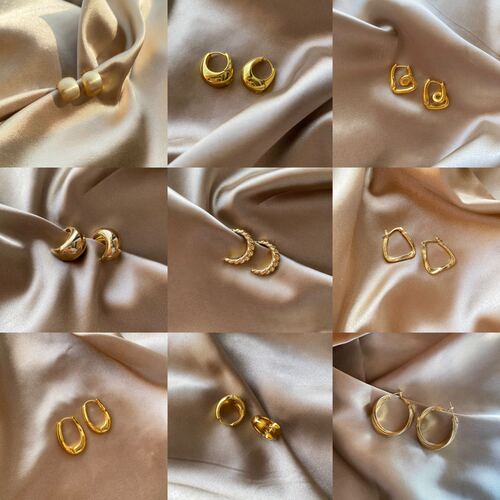 European and American retro metal simple geometric earrings for women  cold style high-end light luxury large earrings 