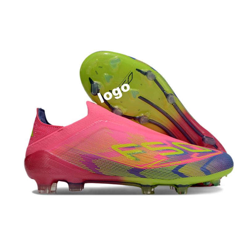 Fábrica de comercio exterior transfronterizo F50 zapatos de fútbol FG rosa con cordón de entrenamiento zapatos de fútbol para hombres hierba natural