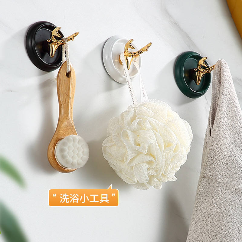 Ceramic-like Base Hook, Refined Luxury Creative No-Damage Adhesive Hook for Bathroom and Toilet Wall Hanging Clothes Hook Entry Door Entrance