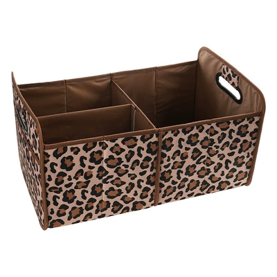 Cross-Border Leopard Print Car Storage Car storage bag/box - trunk-storage-bag-leopard-brown