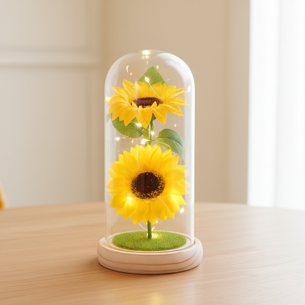 Girasoles transfronterizos jabon eterno flor cubierta de vidrio regalo del Día de la Madre adornos regalos del Día del Maestro