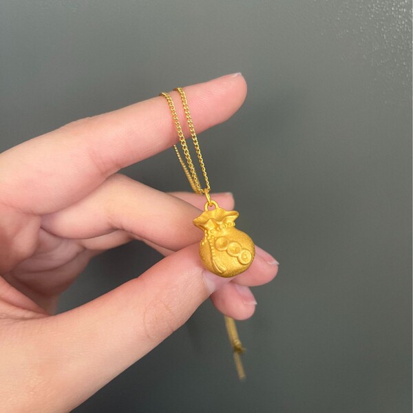 Sand gold solid lucky bag pendant men and women's money bags have…
