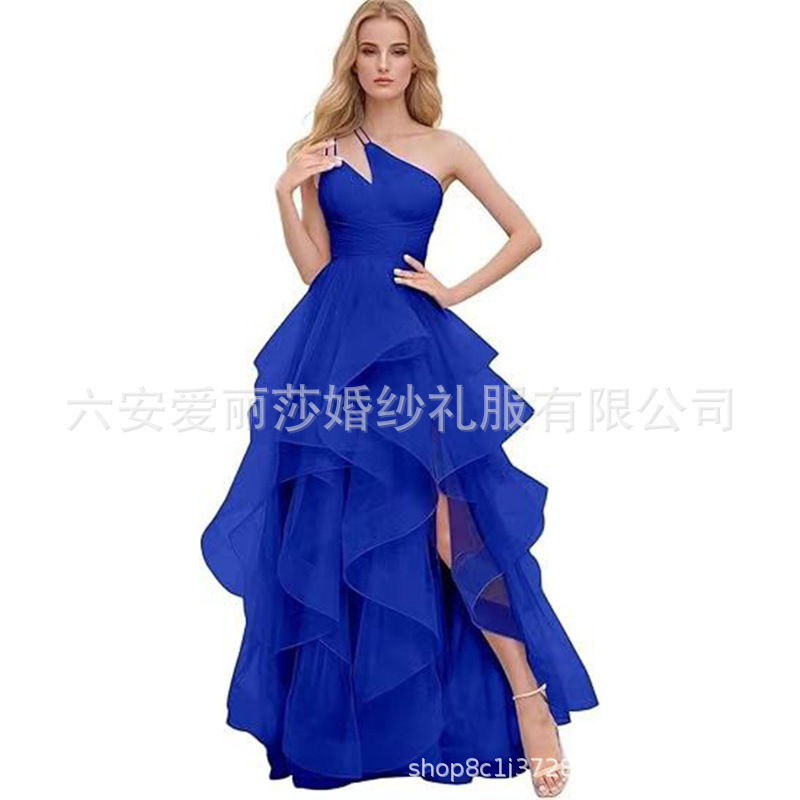 Foreign trade fashion single shoulder strap puffy skirt activity dress temperament slim cross-border annual meeting cocktail show dress wholesale