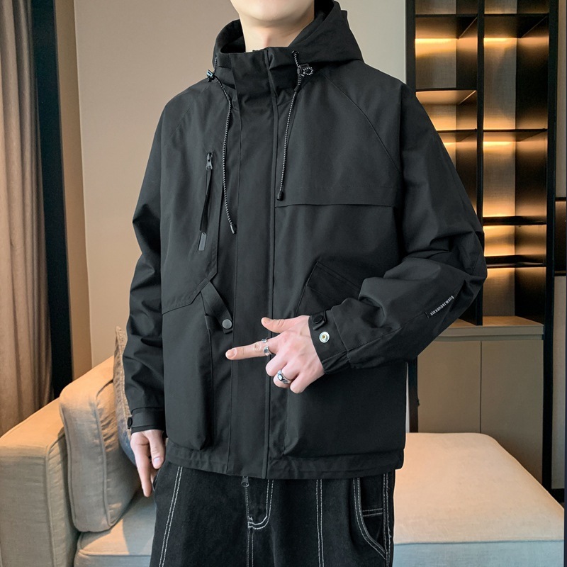 2025新款冲锋衣外套男秋季防风潮牌青少年高街连帽情侣夹克上衣服|undefined