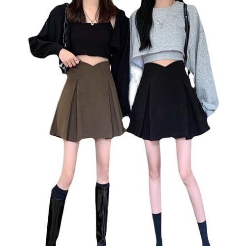 Irregular women's high-waist plus-size A-line maxi skirt for spring and summer, slimming for plus-size women, JK short skirt.