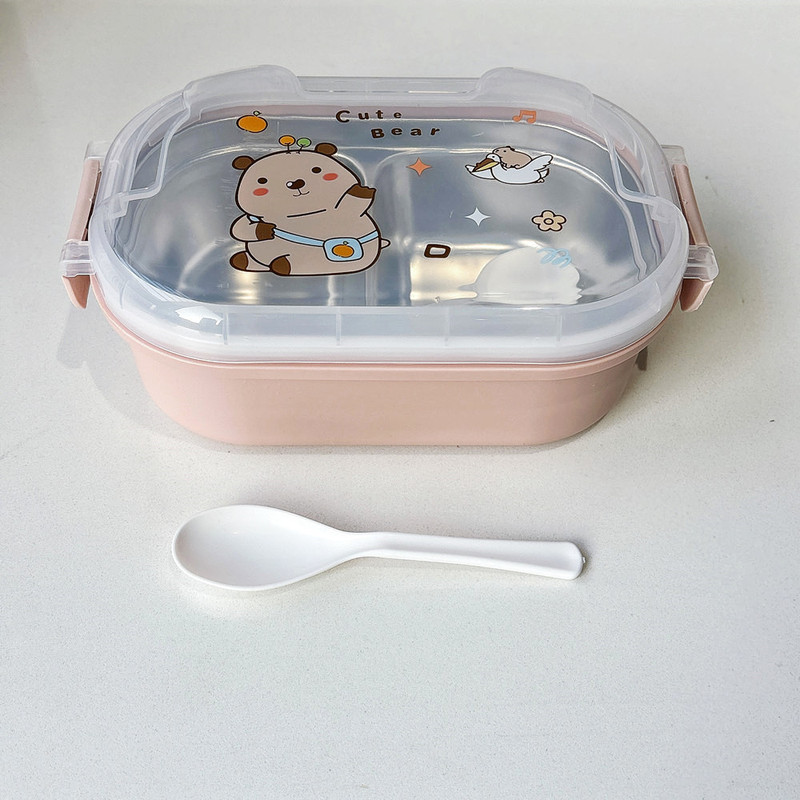 高颜值学生饭盒不锈钢便当盒分格保温午餐盒女生食堂打饭餐盘批发|undefined
