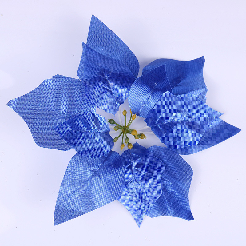 Adornos navideños transfronterizos Flores navideñas rojas doradas Adornos del árbol de Navidad Espolvorear accesorios de flores en polvo hechos a mano Decoración de la escena