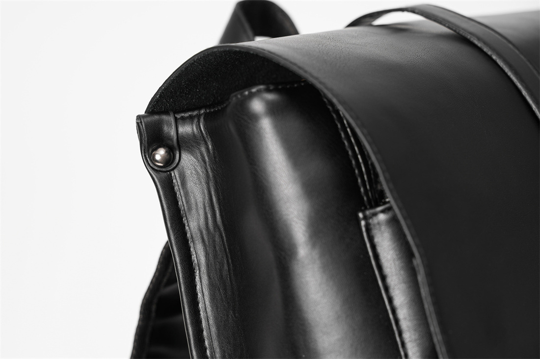 Black Oil Wax Leather Backpack 9