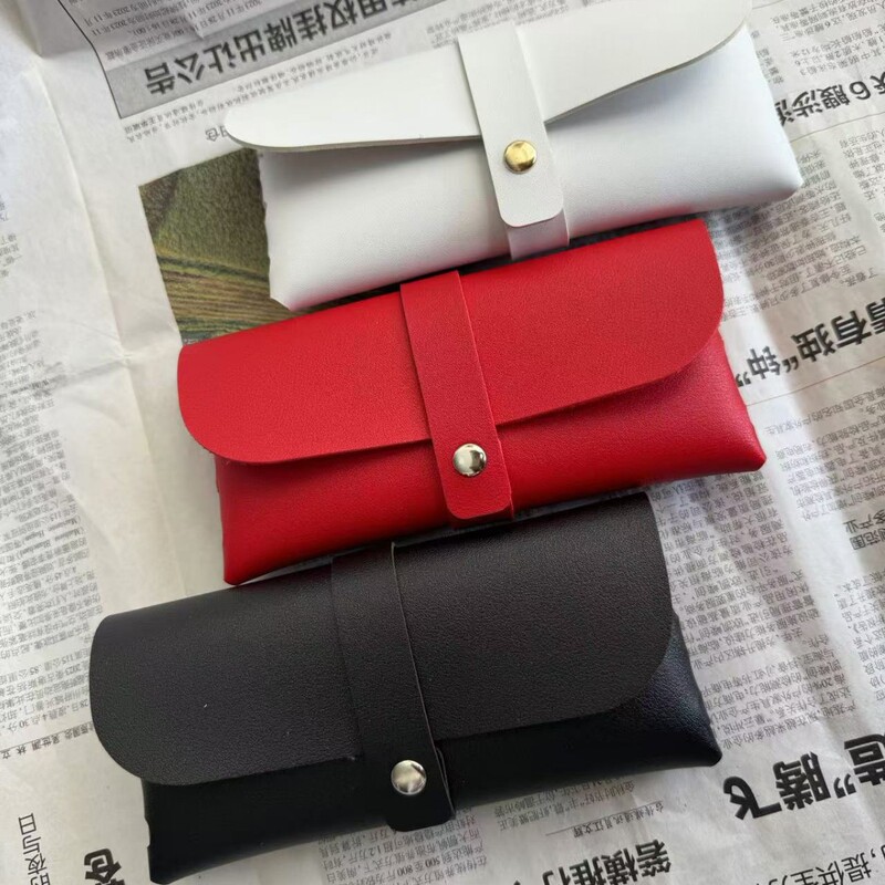Glasses Case Leather PU Leather Simple High-end Metal Snaps Sunglasses Storage Pressure-proof Fashionable Handmade Sunglasses Case