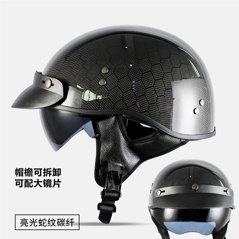 Summer Helmet Retro | Motuoche Motosiklet kaskı (dəbilqə) - glossy-black-3k-carbon-fiber-m